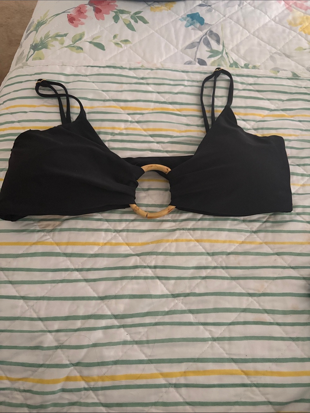 Black Bandeau Top with Decorative Ring Detail